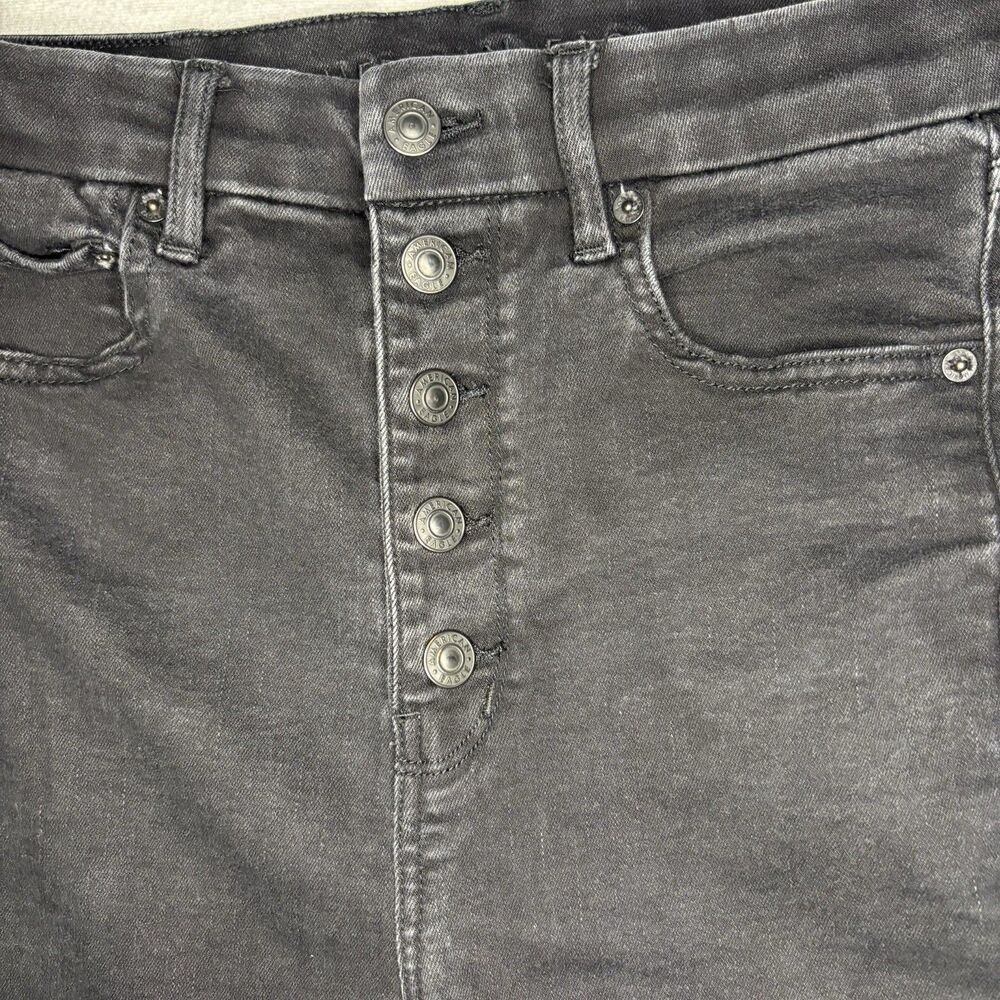 American Eagle Flare Jeans Women 8 Black Excellent Curvy Highest Rise Button Fly - Picture 3 of 14
